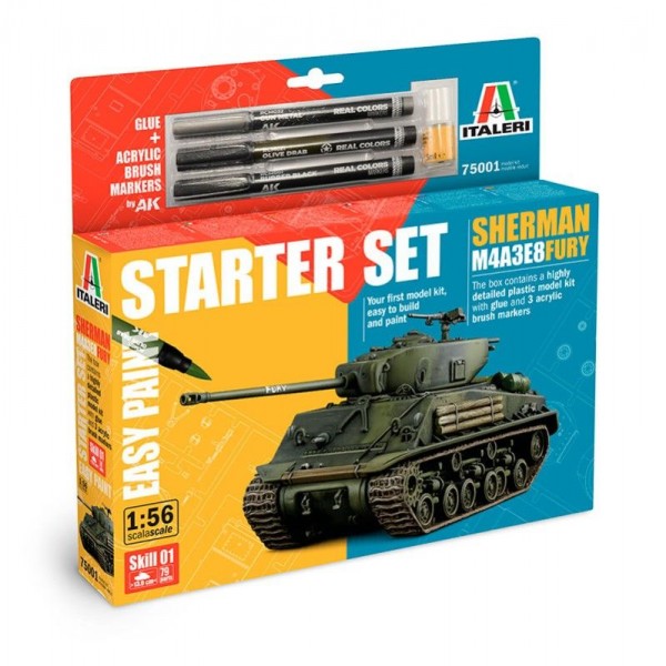SET CON PINTURAS TANQUE SHERMAN FURY M4A3E8 STARTER SET - EASY PAINT 1:56
