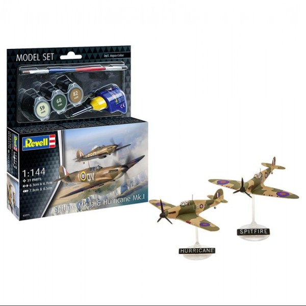 MODEL SET AVIONES MICRO WINGS: SPITFIRE MK.IA & HURRICANE MKI 1:144