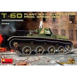Tanque T-60 Plant nº 37, Sverdlovsk Prod. Spring 42. Interior Kit. Escala: 1/35