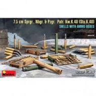 Shells Boxes con munición  7.5 cm Sprgr Nbgr Pzgr  Patr Kw. Shells Boxes  Escala: 1/35