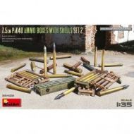 Munición 7.5cm PaK40 Ammo Boxes w/Shells Set 2 escala 1/35