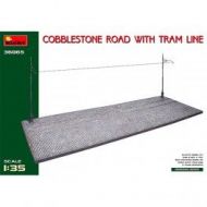 Base de diorama Cobblestone Road With Tram Line. Escala 1/35