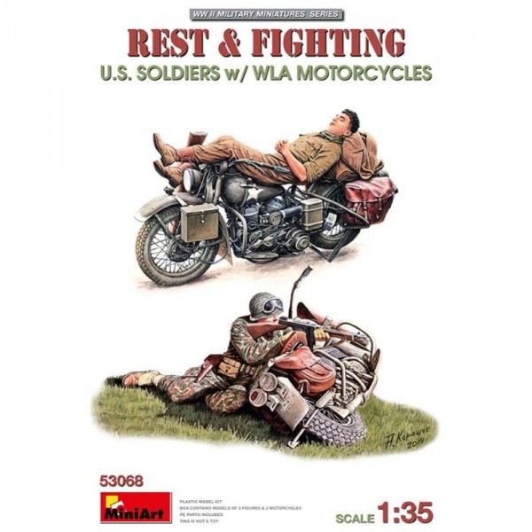 FIGURAS REST & FIGHTING. U.S. SOLDIERS W/ WLA MOTORCYCLES 1/35